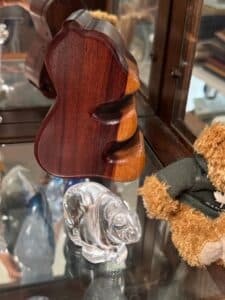 Articulated-Wooden-Bear-Puzzle-Sculpture-and-Crystal-Bear-Figurine