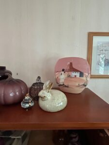 Assorted-Vintage-Decorative-Ceramic-Collection-with-Southwestern-Vase-and-Rabbit-Figurine