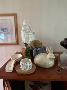 Assorted-Vintage-Decorative-Ceramic-Collection-with-Southwestern-Vase-and-Rabbit-Figurine-third-image