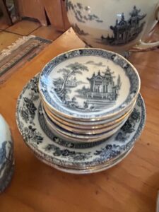 Doulton-Burslem-Madras-Flow-Blue-Sauce-Tureen-with-Underplate-third-image