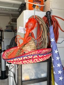 Garage-Utility-Lot-Work-Light-Woven-Baskets-and-American-Flag