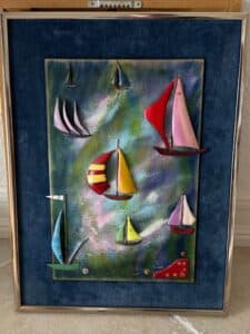 Mid-Century-Modern-Enamel-on-Copper-Sailboat-Wall-Art-by-Dominic-Mingolla