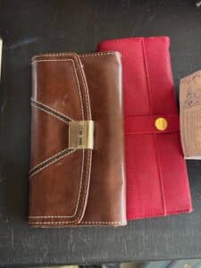 Nine-West-Brown-Faux-Leather-Tri-fold-Clutch-Wallet-with-Contrast-Stitching