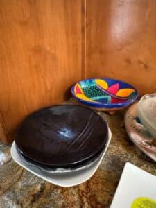 Talavera-Footed-Bowl-and-Crackle-Glaze-Plates