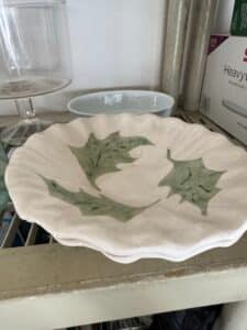 Vintage-Ceramic-Holly-Leaf-Divided-Serving-Tray