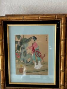 Vintage-Chinese-Watercolor-Painting-of-a-Lady-in-a-Garden-Mau-Ling