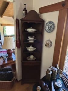 Vintage-Dark-Wood-Corner-China-Cabinet
