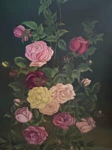 Vintage-Floral-Still-Life-Oil-Painting-of-Roses-second-image