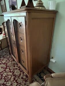 Vintage-French-Provincial-Style-Lingerie-Chest-with-Wire-Mesh-Doors-fifth-image