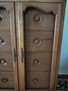 Vintage-French-Provincial-Style-Lingerie-Chest-with-Wire-Mesh-Doors-second-image