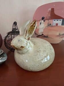 Vintage-Glazed-Ceramic-Rabbit-Figurine-Mississippi-Made-second-image