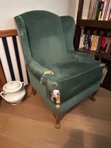 Vintage-Green-Velvet-Wingback-Armchair