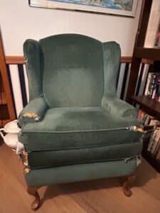 Vintage-Green-Velvet-Wingback-Armchair-second-image