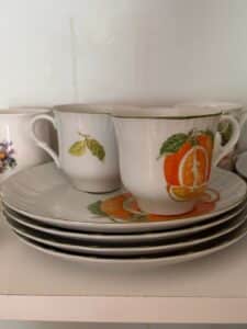 Vintage-Mikasa-Natural-Beauty-Marmalade-Orange-Fruit-Cup-and-Saucer-Set
