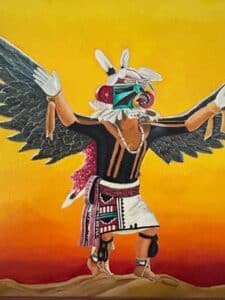 Vintage-Native-American-Eagle-Kachina-Dancer-Painting-by-Edmond-second-image