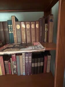 Vintage-Oak-Bookcase-with-Collection-of-Classic-Literature-third-image