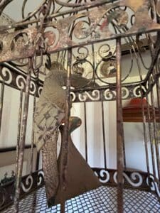 Vintage-Ornate-Metal-Birdcage-with-Bird-Figure-second-image
