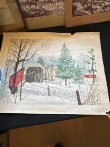 Vintage-Winter-Landscape-Watercolor-Painting-Signed-Kennedy-