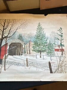 Vintage-Winter-Landscape-Watercolor-Painting-Signed-Kennedy-second-image