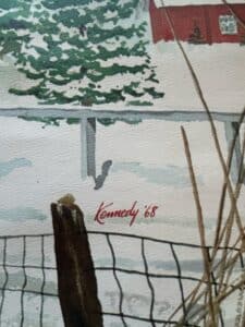 Vintage-Winter-Landscape-Watercolor-Painting-Signed-Kennedy-third-image