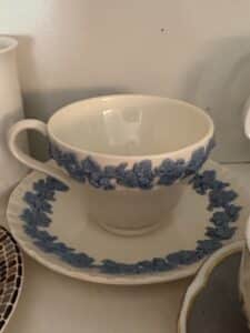 Wedgwood-Embossed-Queens-Ware-Teacup-and-Saucer-Blue-Grapevine