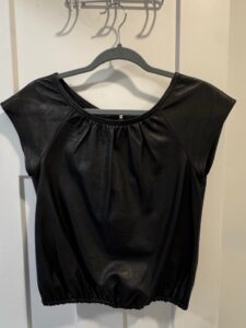 Alice-Olivia-Black-Leather-Gathered-Top