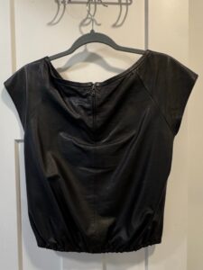 Alice-Olivia-Black-Leather-Gathered-Top-third-image