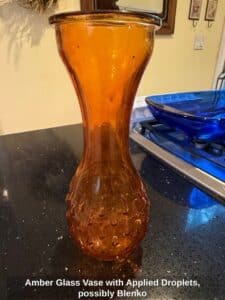 Amber-Glass-Vase-with-Applied-Droplets-possibly-Blenko