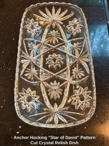 Anchor-Hocking-Star-of-David-Pattern-Cut-Crystal-Relish-Dish
