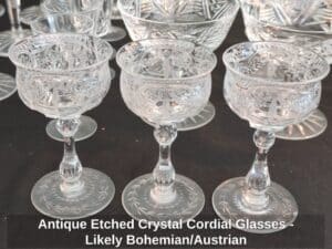 Antique-Etched-Crystal-Cordial-Glasses-Likely-Bohemian-or-Austrian