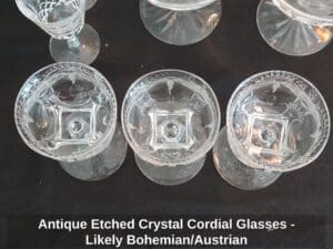 Antique-Etched-Crystal-Cordial-Glasses-Likely-Bohemian-or-Austrian-third-image