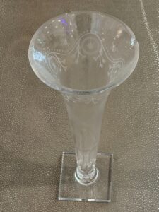 Antique-Etched-Glass-Trumpet-Vase-with-Square-Base-2