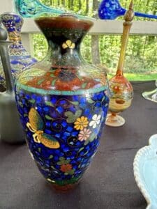 Antique-Japanese-Cloisonn-Vase-with-Butterfly-and-Floral-Motifs