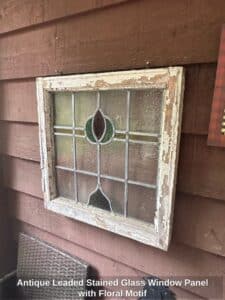 Antique-Leaded-Stained-Glass-Window-Panel-with-Floral-Motif