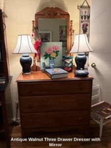 Antique-Walnut-Three-Drawer-Dresser-with-Mirror