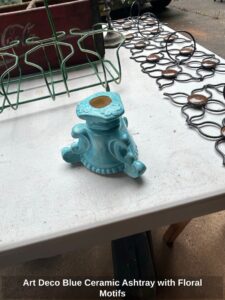 Art-Deco-Blue-Ceramic-Ashtray-with-Floral-Motifs
