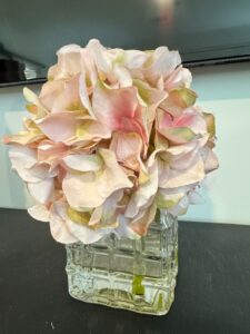 Artificial-Hydrangea-Arrangement-in-Glass-Vase-second-image