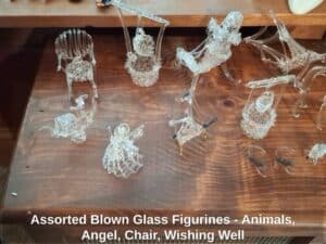 Assorted-Blown-Glass-Figurines-Animals-Angel-Chair-Wishing-Well