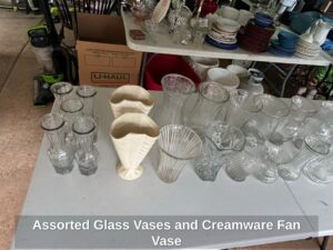 Assorted-Glass-Vases-and-Creamware-Fan-Vase