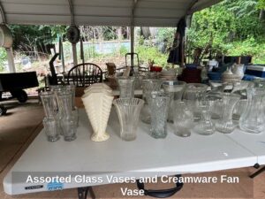 Assorted-Glass-Vases-and-Creamware-Fan-Vase-fourth-image