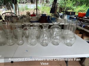 Assorted-Glass-Vases-and-Creamware-Fan-Vase-second-image