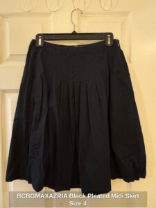 BCBGMAXAZRIA-Black-Pleated-Midi-Skirt-Size