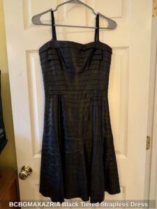 BCBGMAXAZRIA-Black-Tiered-Strapless-Dress