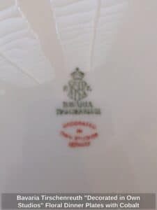 Bavaria-Tirschenreuth-Decorated-in-Own-Studios-Floral-Dinner-Plates-with-Cobalt-Blue-Rim-and-Gold-Trim-second-image