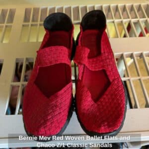 Bernie-Mev-Red-Woven-Ballet-Flats-and-Chaco-Z-or-Classic-Sandals