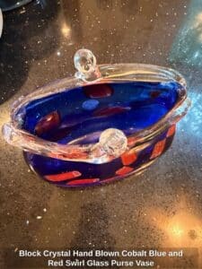 Block-Crystal-Hand-Blown-Cobalt-Blue-and-Red-Swirl-Glass-Purse-Vase-second-image