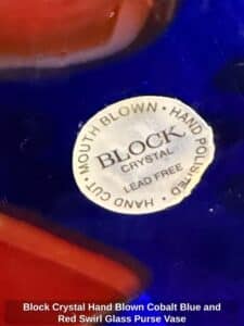 Block-Crystal-Hand-Blown-Cobalt-Blue-and-Red-Swirl-Glass-Purse-Vase-third-image