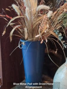 Blue-Metal-Pail-with-Dried-Floral-Arrangement