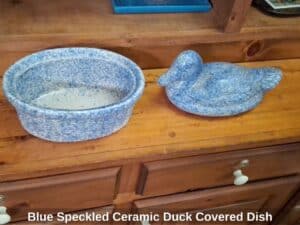 Blue-Speckled-Ceramic-Duck-Covered-Dish