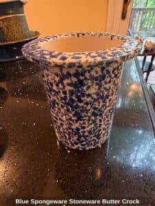 Blue-Spongeware-Stoneware-Butter-Crock